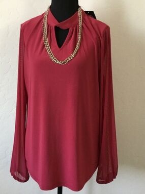 Nine West, NEW WITH TAGS, size M, long sleeved top, mulberry color, with stretch